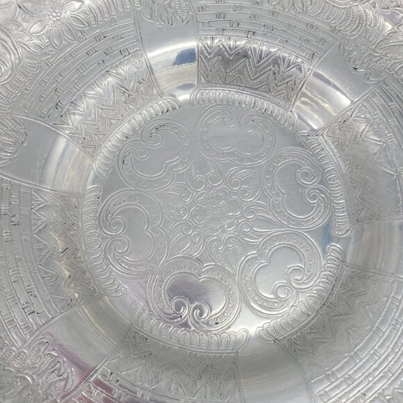 Vtg Hand Wrought Aluminum Serving Bowl Floral Roses Embossed Wilson Specialties - Picture 10 of 16